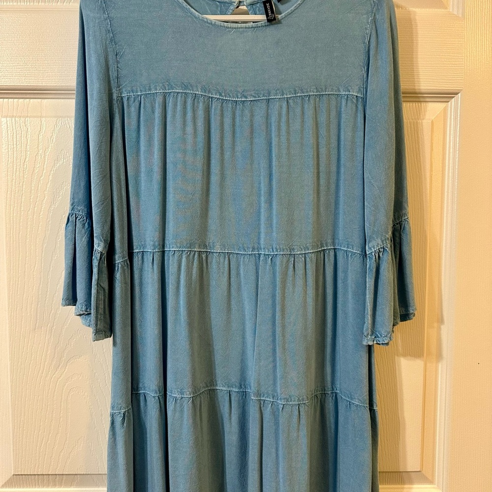 Blue Tiered Midi Dress - Unbranded
